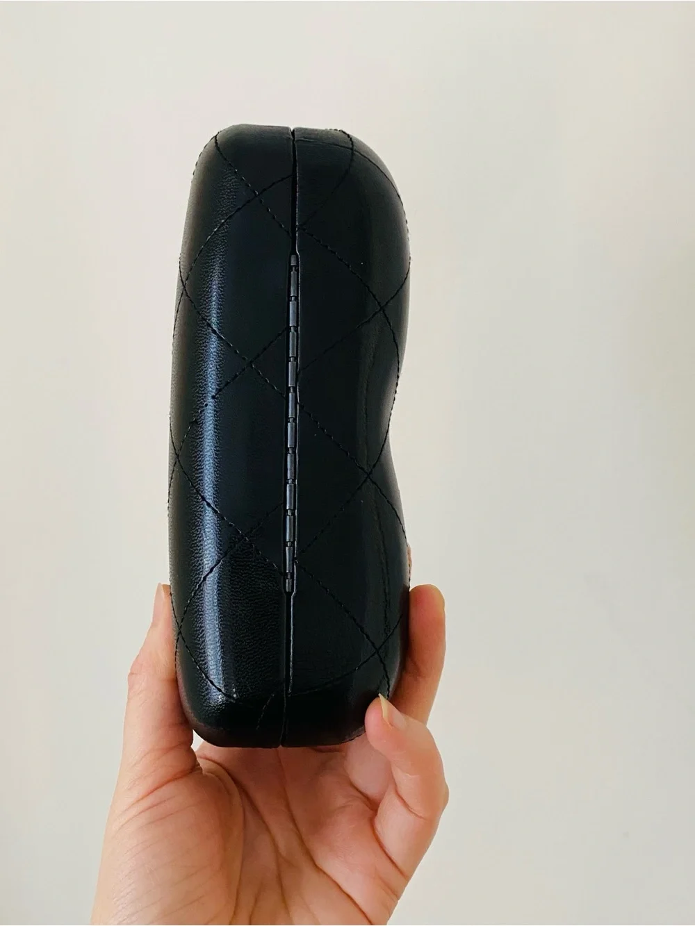 Chanel Made in Italy Black Quilted Leather CC Logo Hard Glasses Sunglasses Case